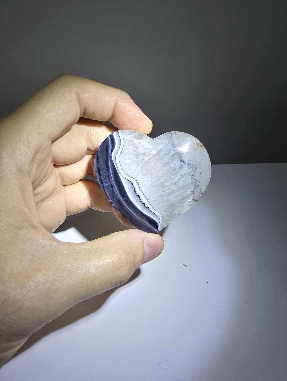 Banded Agate Crystal Heart #G